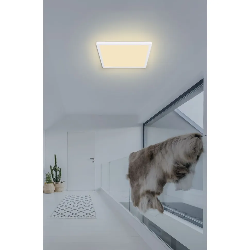 LED-kattovalaisin Globo Sapana IP44 29,4x29,4 cm valkoinen