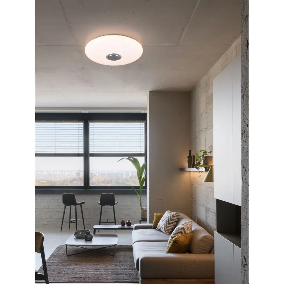 LED-kattovalaisin bluetooth-kaiuttimella Trio Musica Starlight RGBW 58cm valkoinen