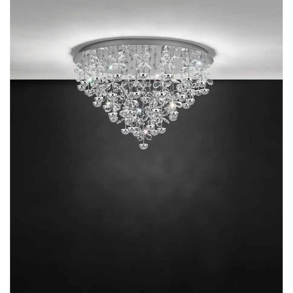 LED-Kattovalaisin Eglo Pianopoli Ø780mm kromi kristalli 39246