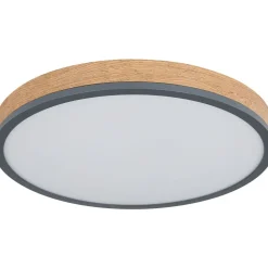 LED-kattovalaisin Globo Doro 45cm, 24W, 2700-6500K, himmennettävä, harmaa/puu