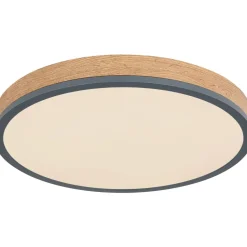 LED-kattovalaisin Globo Doro 45cm, 24W, 2700-6500K, himmennettävä, harmaa/puu