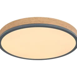 LED-kattovalaisin Globo Doro 45cm, 24W, 2700-6500K, himmennettävä, harmaa/puu