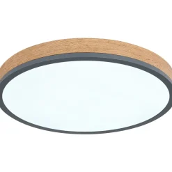 LED-kattovalaisin Globo Doro 45cm, 24W, 2700-6500K, himmennettävä, harmaa/puu