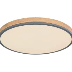 LED-kattovalaisin Globo Doro 45cm, 24W, 2700-6500K, himmennettävä, harmaa/puu