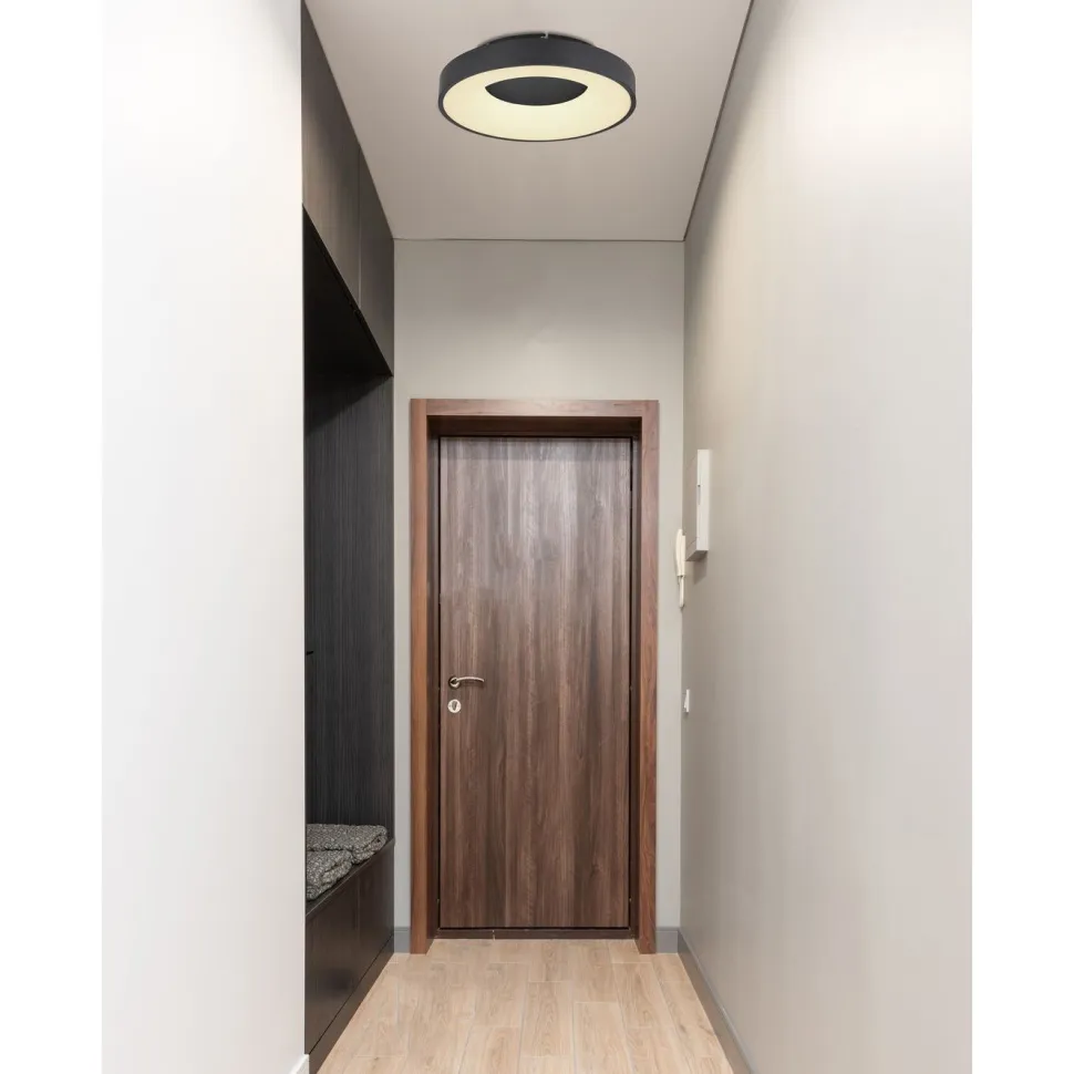 LED-kattovalaisin Globo Jolli Ø40cm, 2700-6000K, himmennettävä, musta
