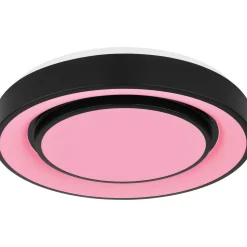 LED-kattovalaisin Globo Sully Ø28cm, 24W, 3000-6500K, sateenkaariefekti, musta