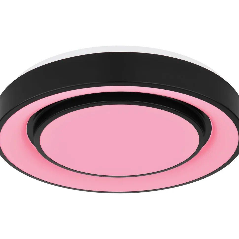 LED-kattovalaisin Globo Sully Ø28cm, 24W, 3000-6500K, sateenkaariefekti, musta