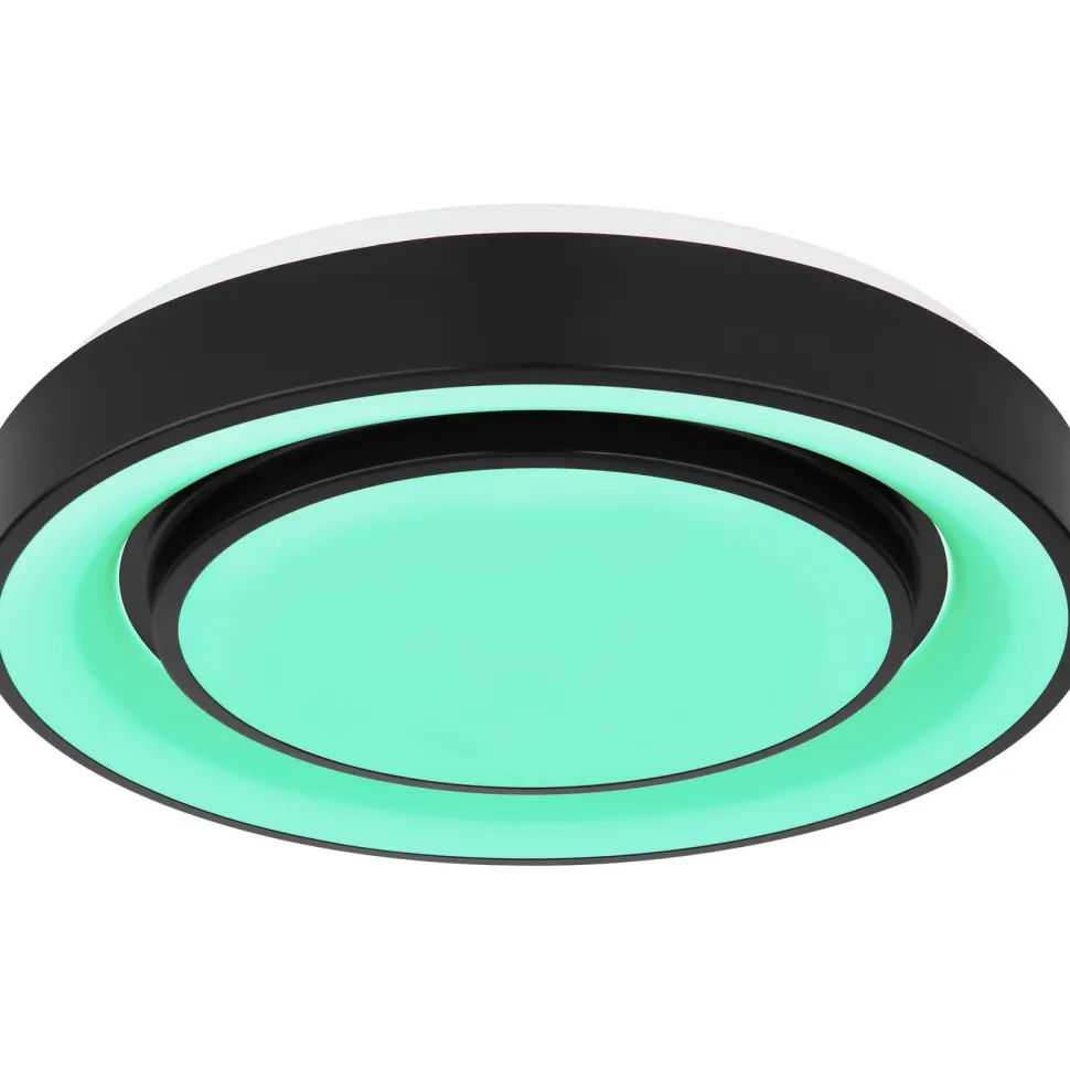 LED-kattovalaisin Globo Sully Ø28cm, 24W, 3000-6500K, sateenkaariefekti, musta