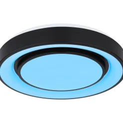 LED-kattovalaisin Globo Sully Ø28cm, 24W, 3000-6500K, sateenkaariefekti, musta