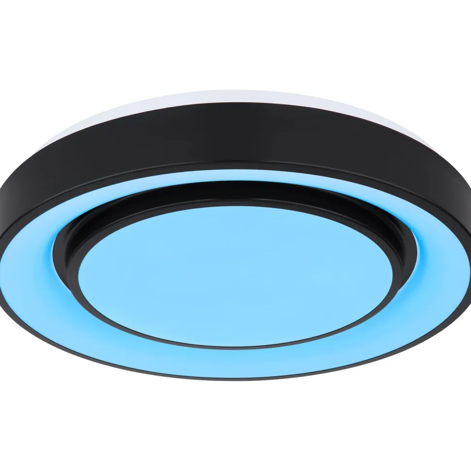 LED-kattovalaisin Globo Sully Ø28cm, 24W, 3000-6500K, sateenkaariefekti, musta