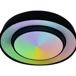 LED-kattovalaisin Globo Sully Ø28cm, 24W, 3000-6500K, sateenkaariefekti, musta
