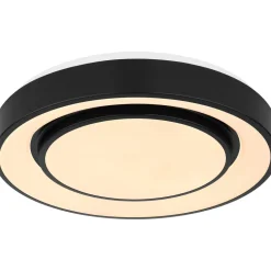 LED-kattovalaisin Globo Sully Ø28cm, 24W, 3000-6500K, sateenkaariefekti, musta