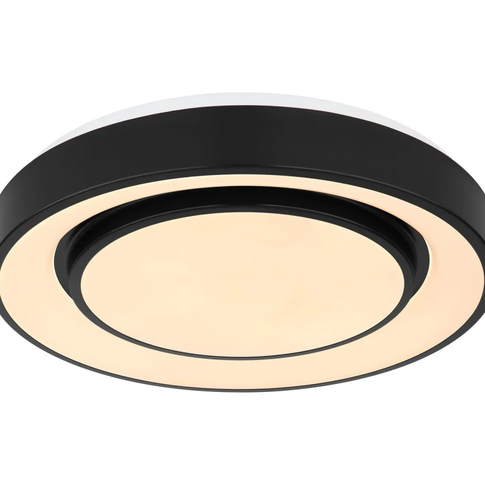 LED-kattovalaisin Globo Sully Ø28cm, 24W, 3000-6500K, sateenkaariefekti, musta