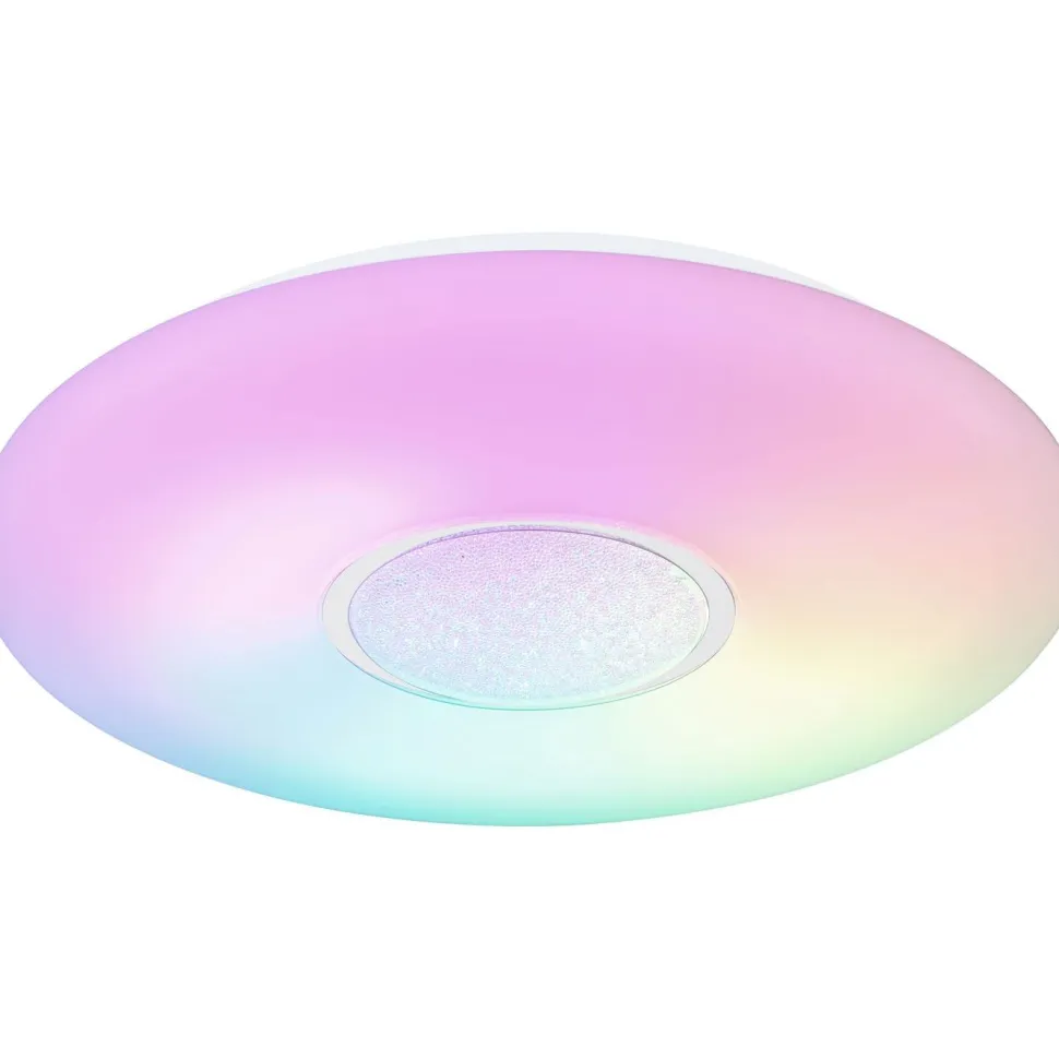 LED-kattovalaisin Globo Sully Ø41cm, 24W, 3000-6500K, sateenkaariefekti, valkoinen