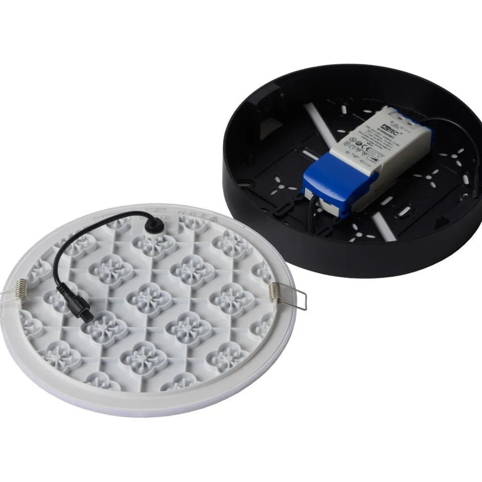 LED-kattovalaisin Lucide Ceres-LED Ø215 cm IP66 musta