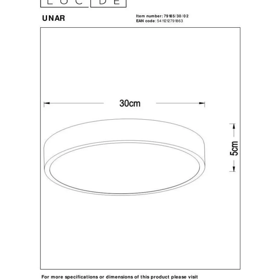 LED-kattovalaisin Lucide Unar Ø20cm, himmennettävä, 2700K, mattakulta