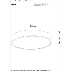 LED-kattovalaisin Lucide Unar Ø20cm, himmennettävä, 2700K, mattakulta