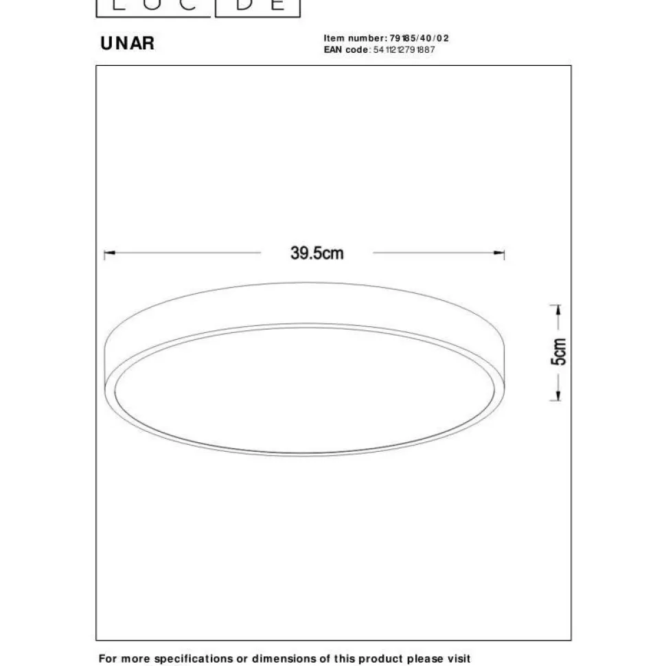 LED-kattovalaisin Lucide Unar Ø20cm, himmennettävä, 2700K, mattakulta