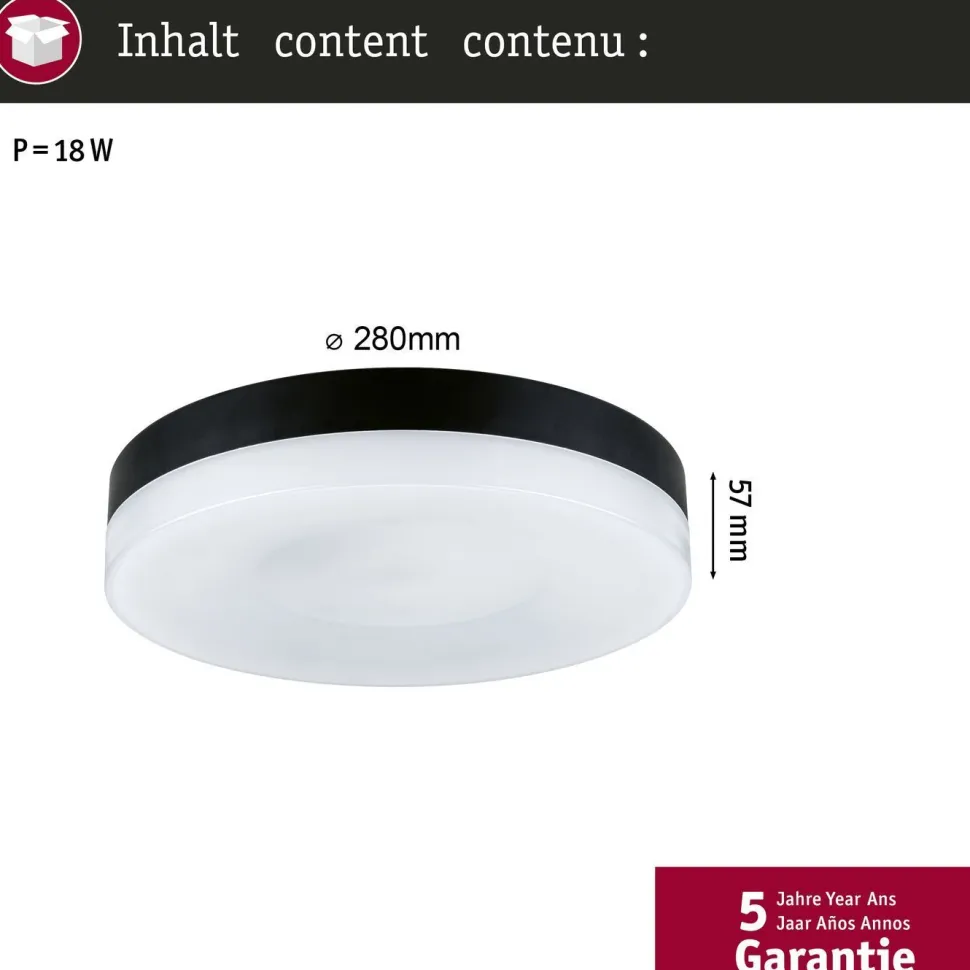 LED-kattovalaisin Paulmann Amalie, 2700K, himmennettävä, mattamusta
