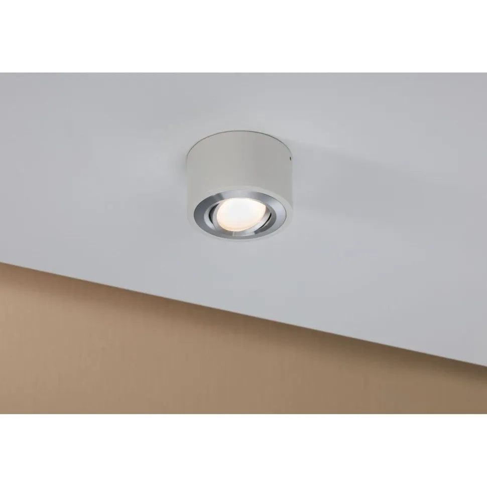 LED-kattovalaisin Paulmann Argun, 3000K, himmennettävä, valkoinen/harjattu alumiini