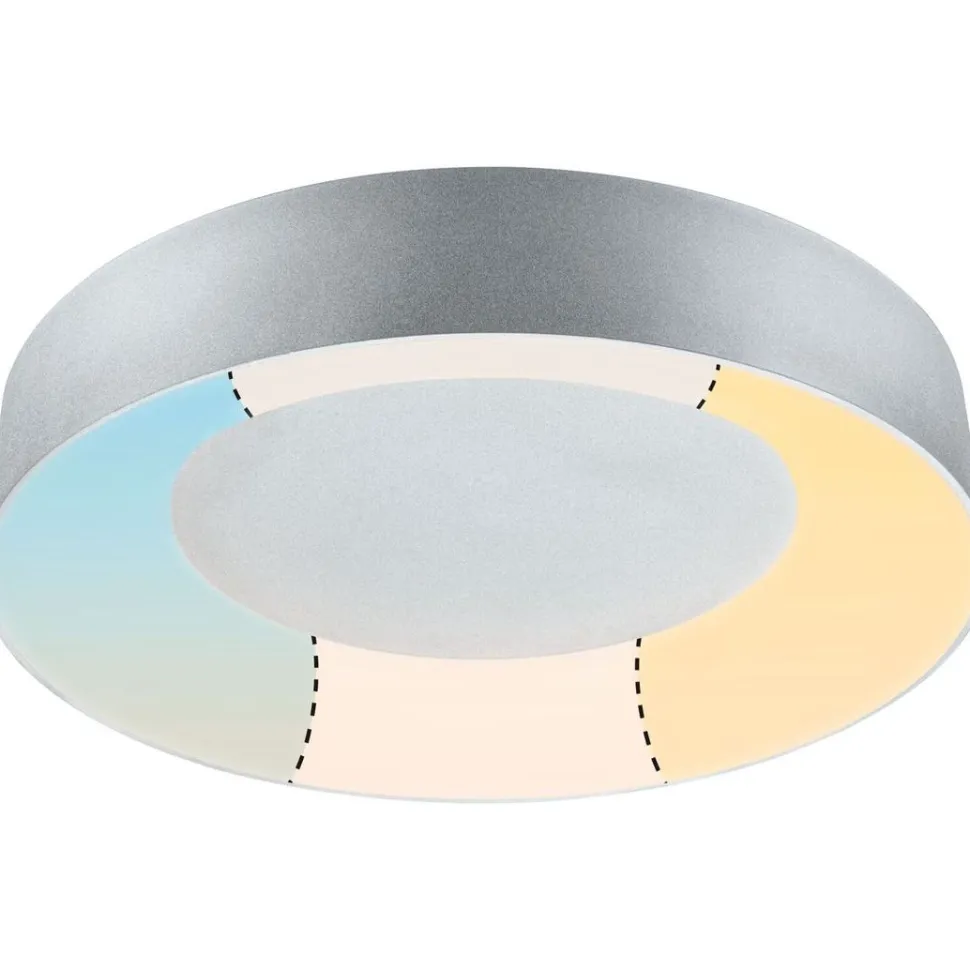 LED-kattovalaisin Paulmann Casca, IP44, 2100lm, 23W, säädettävä värilämpötila, matta-alumiini
