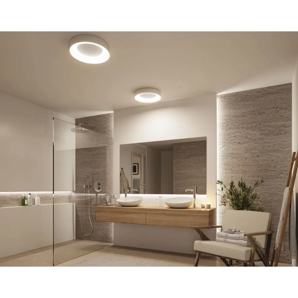 LED-kattovalaisin Paulmann Casca, IP44, 2100lm, 23W, säädettävä värilämpötila, matta-alumiini