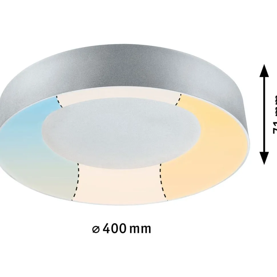 LED-kattovalaisin Paulmann Casca, IP44, 2100lm, 23W, säädettävä värilämpötila, matta-alumiini