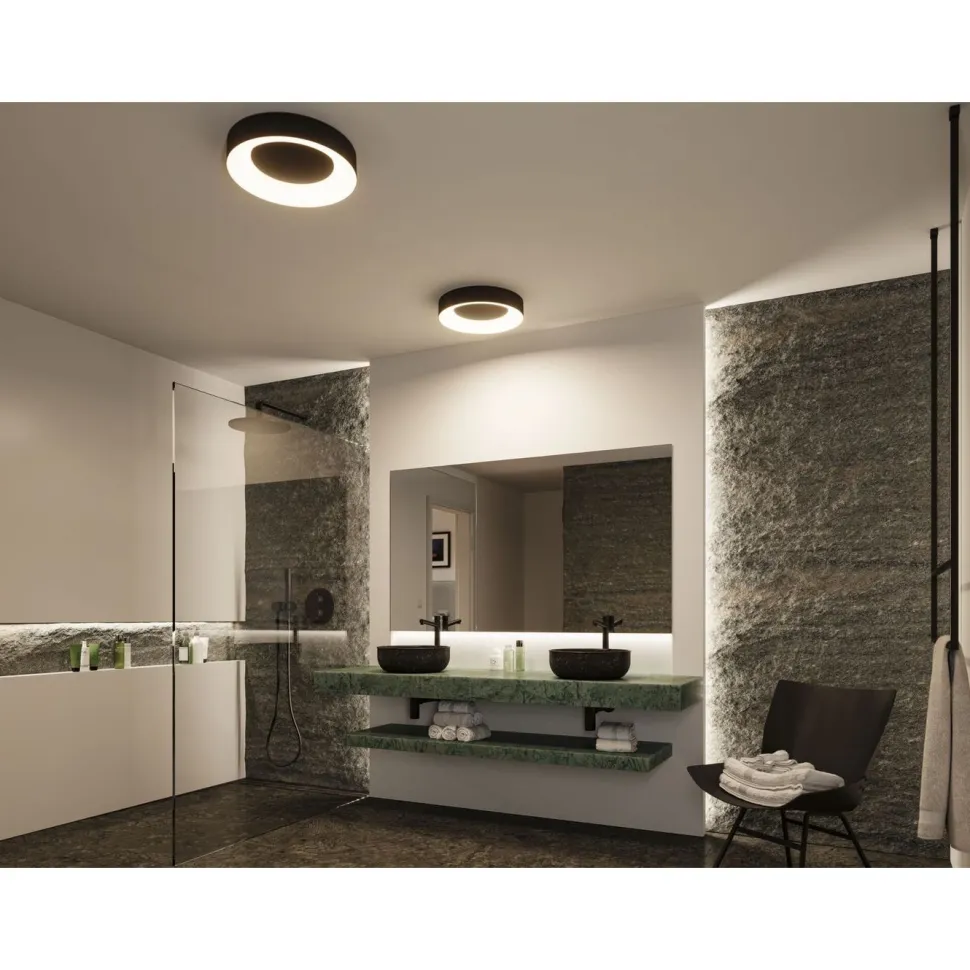 LED-kattovalaisin Paulmann Casca, IP44, 2100lm, 23W, säädettävä värilämpötila, matta-alumiini