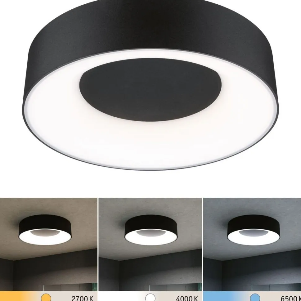 LED-kattovalaisin Paulmann Casca, IP44, 1500lm, 16W, säädettävä värilämpötila, mattamusta