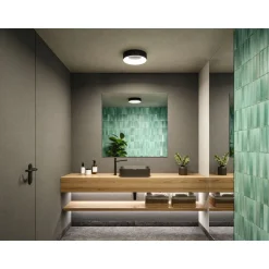 LED-kattovalaisin Paulmann Casca, IP44, 1500lm, 16W, säädettävä värilämpötila, mattamusta