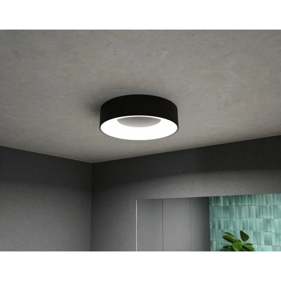 LED-kattovalaisin Paulmann Casca, IP44, 1500lm, 16W, säädettävä värilämpötila, mattamusta