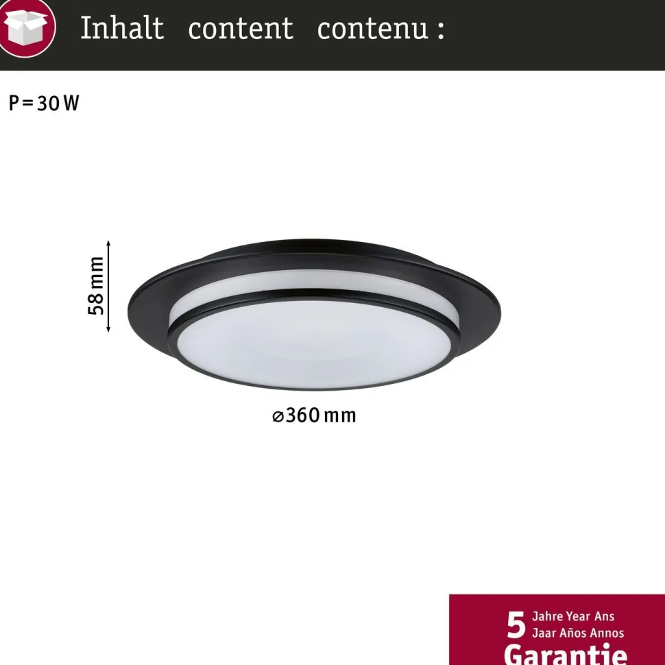 LED-kattovalaisin Paulmann Egron, 2700K, himmennettävä, mattamusta