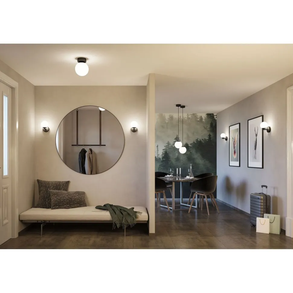 LED-kattovalaisin Paulmann Gove, 12cm, IP44, 3000K, mattamusta