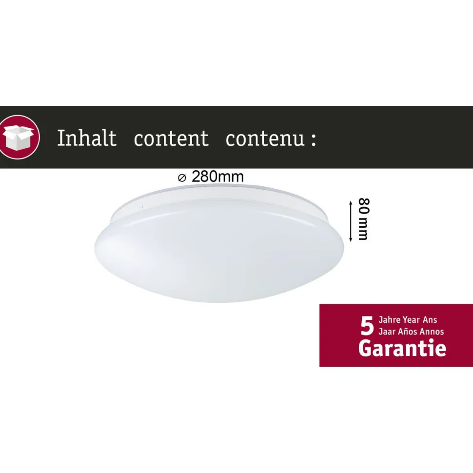LED-kattovalaisin Paulmann Leonis II, Ø28cm, IP44, 3000-5700K, 1750lm, 230V, 16.5W, hämäräohjattu liiketunnistin (HF), himmennettävä, valkoinen