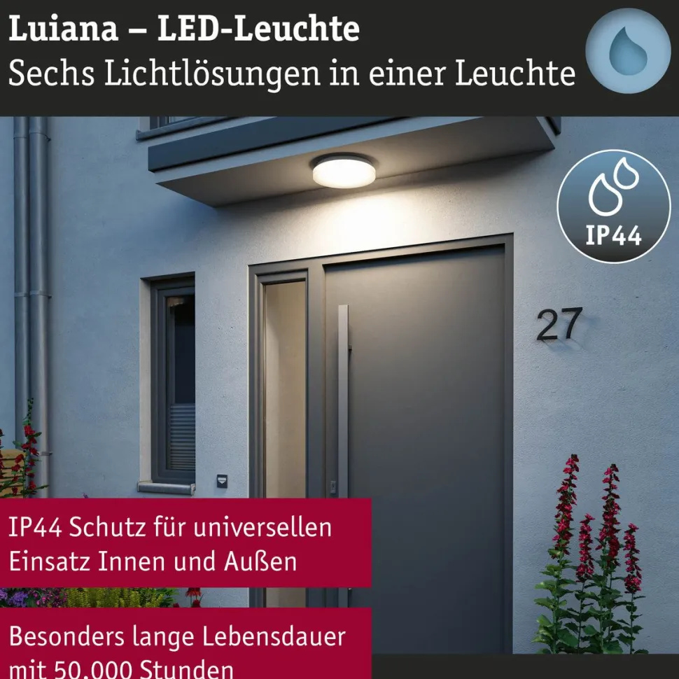LED-kattovalaisin Paulmann Luiana, Ø28cm, IP44, 3000-5700K, 1750lm, 230V, 16.5W, himmennettävä, valkoinen