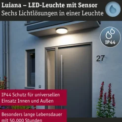 LED-kattovalaisin Paulmann Luiana, Ø28cm, IP44, 3000-5700K, 1750lm, 230V, 16.5W, hämäräohjattu liiketunnistin (HF), himmennettävä, valkoinen