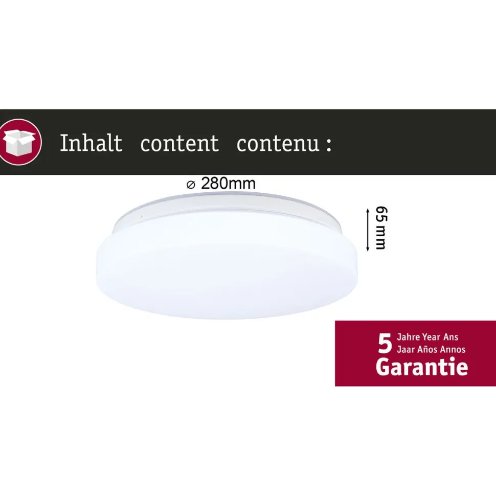 LED-kattovalaisin Paulmann Luiana, Ø28cm, IP44, 3000-5700K, 1750lm, 230V, 16.5W, hämäräohjattu liiketunnistin (HF), himmennettävä, valkoinen
