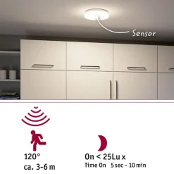 LED-kattovalaisin Paulmann Luiana, Ø28cm, IP44, 3000-5700K, 1750lm, 230V, 16.5W, hämäräohjattu liiketunnistin (HF), himmennettävä, valkoinen