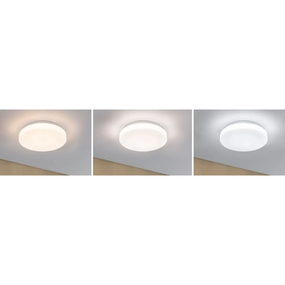 LED-kattovalaisin Paulmann Luiana, Ø28cm, IP44, 3000-5700K, 1750lm, 230V, 16.5W, hämäräohjattu liiketunnistin (HF), himmennettävä, valkoinen