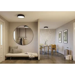 LED-kattovalaisin Paulmann Oka, IP44, 950lm, 24W, säädettävä värilämpötila, mattamusta