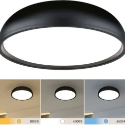 LED-kattovalaisin Paulmann Oka, IP44, 950lm, 24W, säädettävä värilämpötila, mattamusta