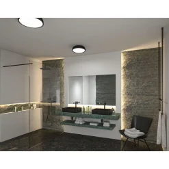 LED-kattovalaisin Paulmann Oka, IP44, 950lm, 24W, säädettävä värilämpötila, mattamusta