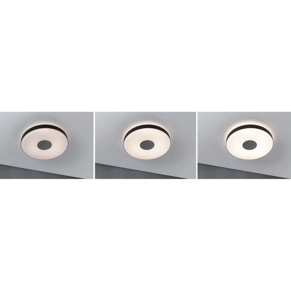 LED-kattovalaisin Paulmann Puric Pane, 2700K, himmennettävä, musta/harmaa