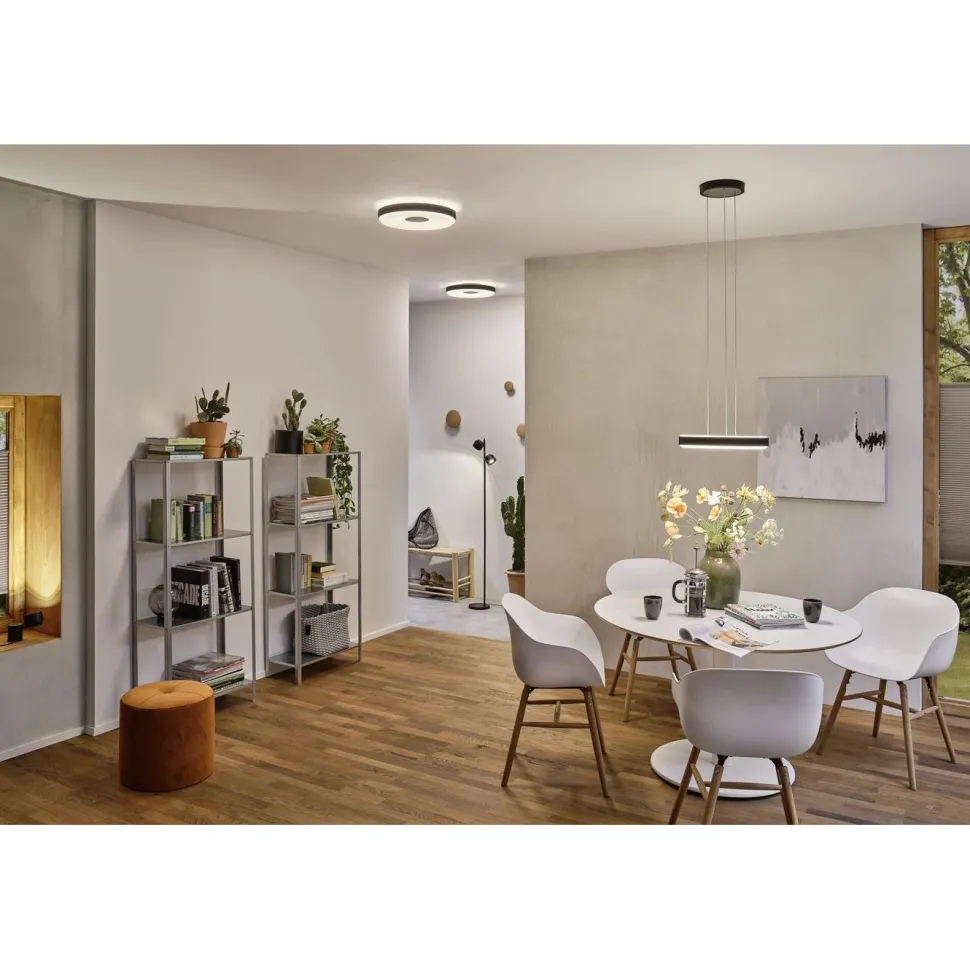 LED-kattovalaisin Paulmann Puric Pane, 2700K, himmennettävä, musta/harmaa