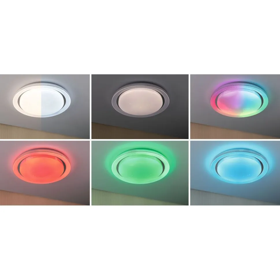 LED-kattovalaisin Paulmann Rainbow, RGBW+, 2800lm, 38.5W, himmennettävä, kromi/valkoinen
