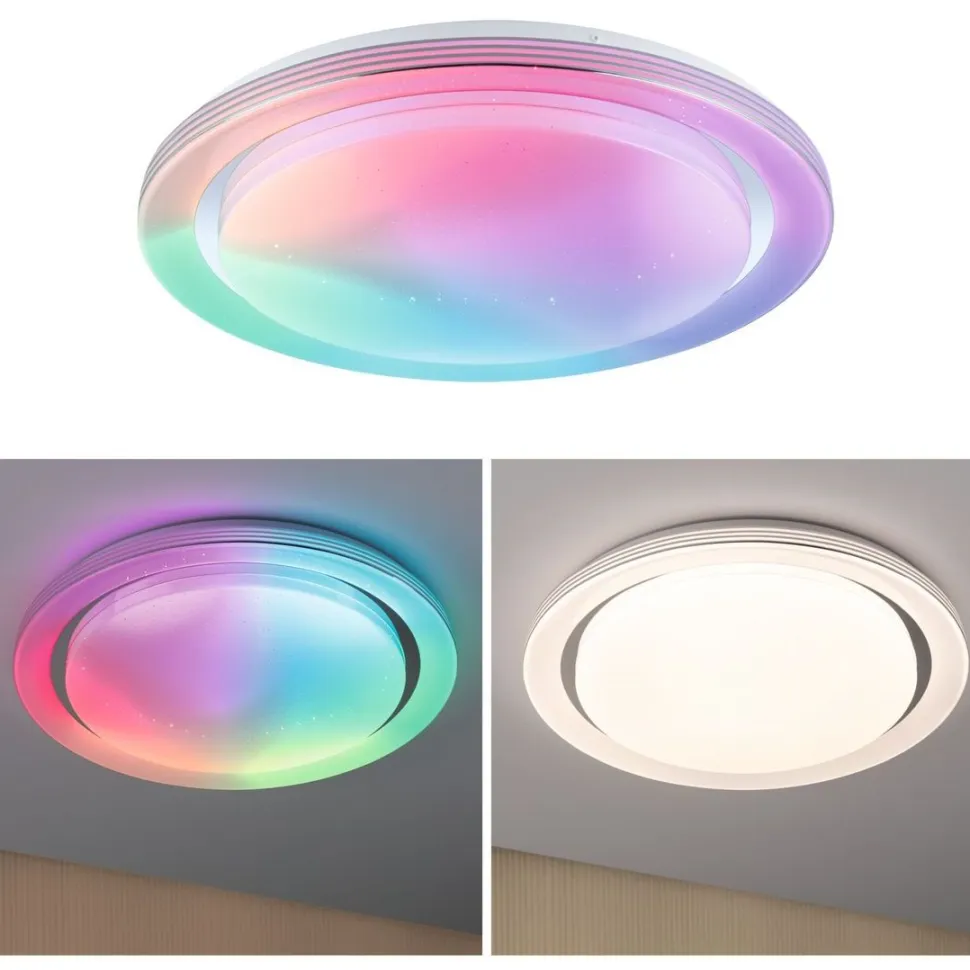 LED-kattovalaisin Paulmann Rainbow, RGBW+, 2800lm, 38.5W, himmennettävä, kromi/valkoinen