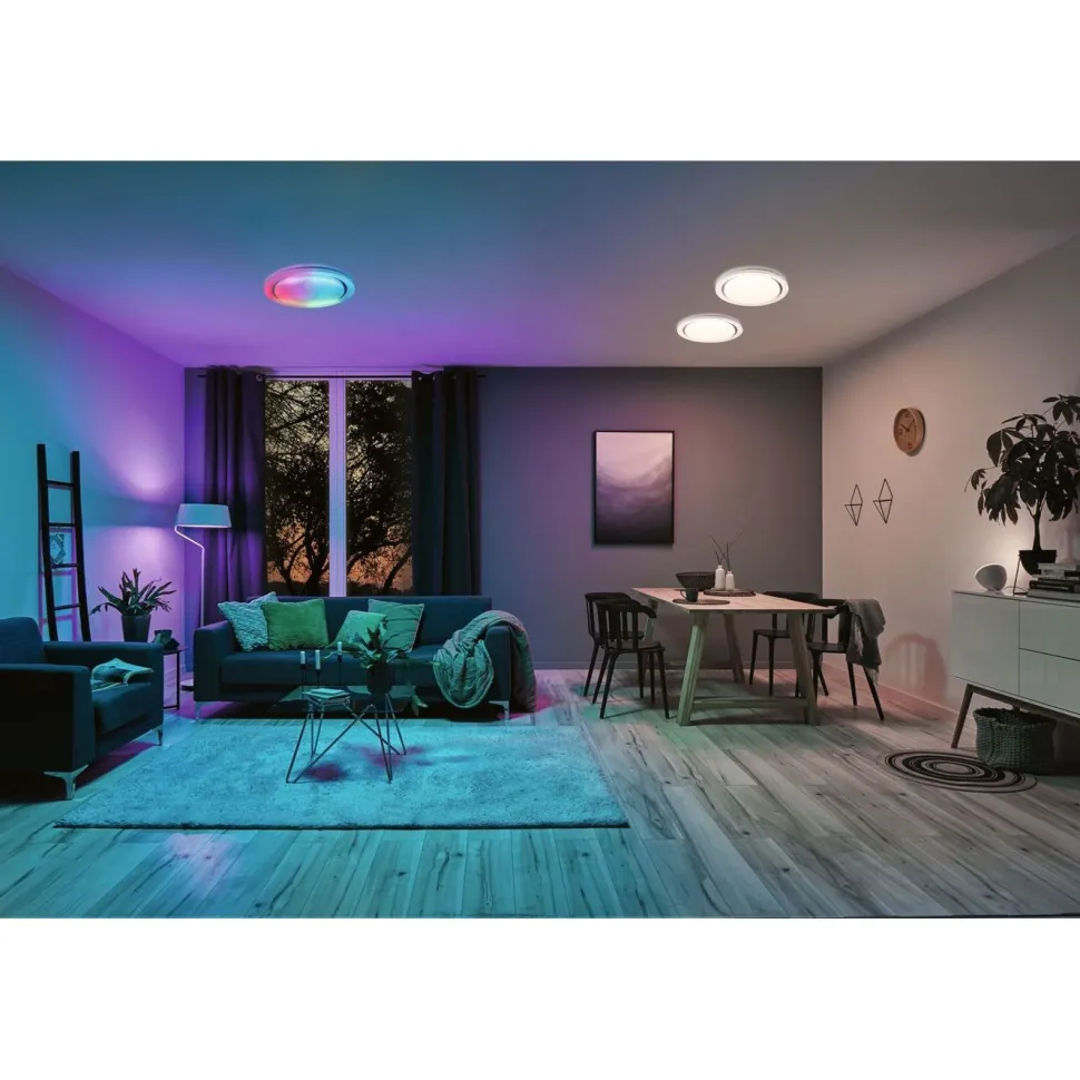 LED-kattovalaisin Paulmann Rainbow, RGBW+, 2800lm, 38.5W, himmennettävä, kromi/valkoinen