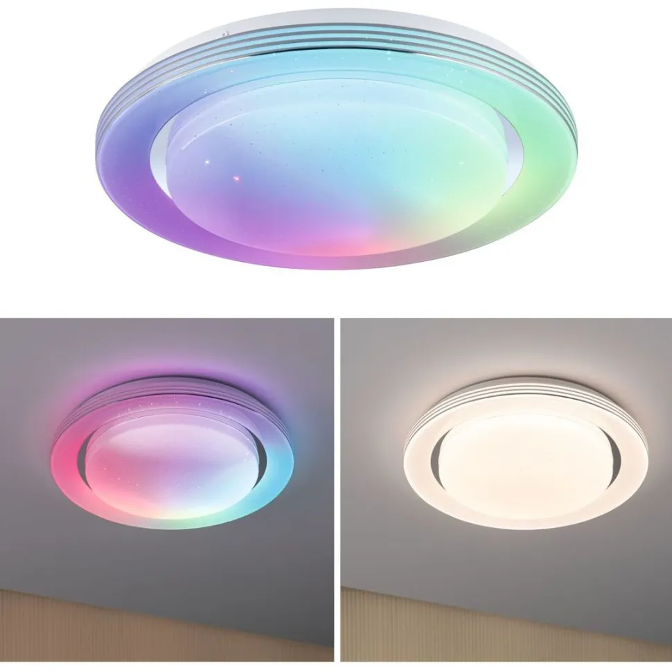 LED-kattovalaisin Paulmann Rainbow, RGBW+, 1600lm, 22W, himmennettävä, kromi/valkoinen