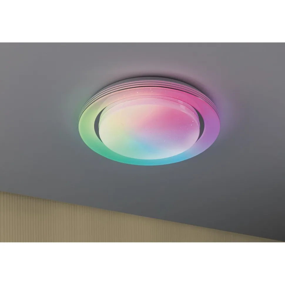 LED-kattovalaisin Paulmann Rainbow, RGBW+, 1600lm, 22W, himmennettävä, kromi/valkoinen