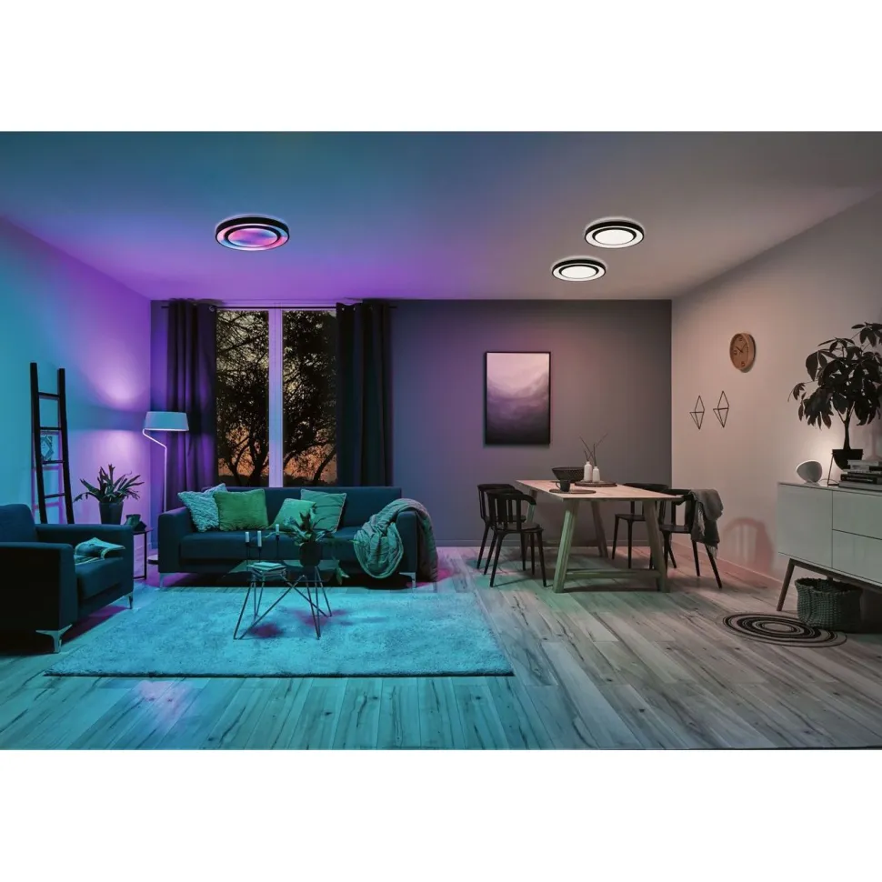 LED-kattovalaisin Paulmann Rainbow, RGBW+, 1500lm, 38.5W, himmennettävä, musta/valkoinen